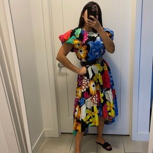 Christopher John Rogers Floral Puff Sleeve Dress
